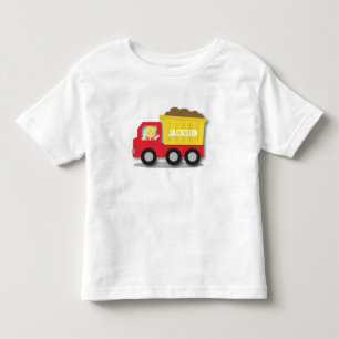 T-shirt Pour Les Tous Petits Garçon Mignon Camion à benne Construction Rouge