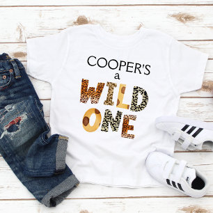 T-shirt Pour Les Tous Petits Garçons Safari Impression Wild One 1er Anniversair