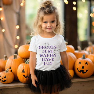 T-shirt Pour Les Tous Petits Ghouls veut juste s'amuser Halloween violet