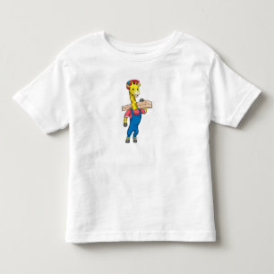 T-shirt Pour Les Tous Petits Girafe as Carpenter with Wood