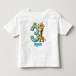 T-shirt Pour Les Tous Petits Giraffe d'anniversaire 3e personnalisée