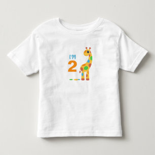 T-shirt Pour Les Tous Petits Giraffe de dessin coloré - Je suis 2 Anniversaire