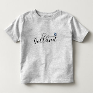 T-shirt Pour Les Tous Petits Gotland Drapeau Design de script de coeur, Suède