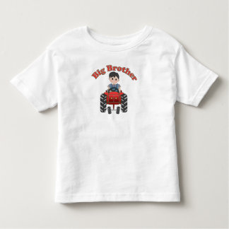 T-shirt Pour Les Tous Petits Grand Frère Tracteur Rouge