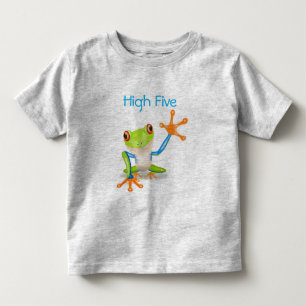 T-shirt Pour Les Tous Petits High Five Orange and Blue Funny Frog Shirt
