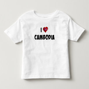T-shirt Pour Les Tous Petits I Love Cambodia, le drapeau du Cambodge