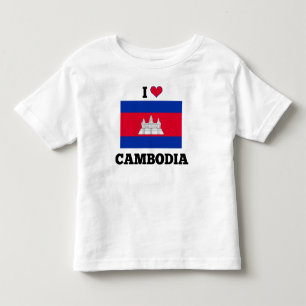 T-shirt Pour Les Tous Petits I Love Cambodia, le drapeau du Cambodge