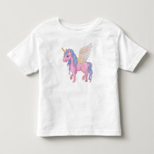 T-shirt Pour Les Tous Petits Illustration de Cute Unicorn avec ailes arc-en-cie