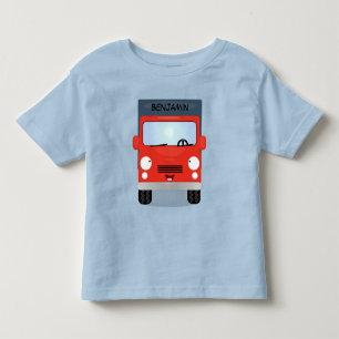 T-shirt Pour Les Tous Petits Illustration d'un camion kawaii rouge mou
