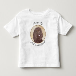T-shirt Pour Les Tous Petits Irish Water Spaniel Peinture - Original Dog Art
