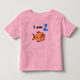 T-shirt Pour Les Tous Petits J'ai 2 ans aujourd'hui (poisson-caricature orange)