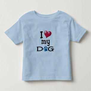T-shirt Pour Les Tous Petits J'aime mon chien Blue Paw