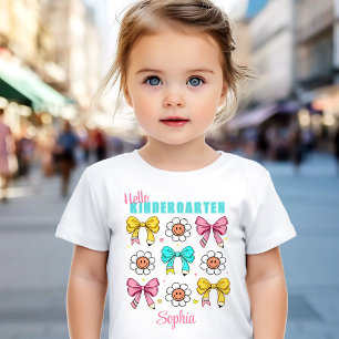 T-shirt Pour Les Tous Petits Jardin D'Enfants Retour À L'École Cute Bow Nom Du 