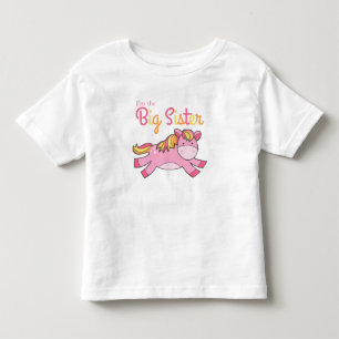 T-shirt Pour Les Tous Petits Je suis La Grande Soeur - Pony rose mignon