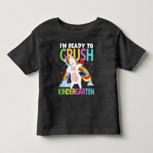 T-shirt Pour Les Tous Petits Je suis prêt à écraser la maternelle Unicorn Schoo