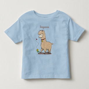 T-shirt Pour Les Tous Petits Joli alpaga joyeux avec dessin animé de papillon