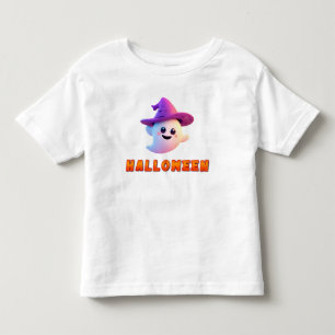 T-shirt Pour Les Tous Petits Joli fantôme portant un chapeau de sorcière violet