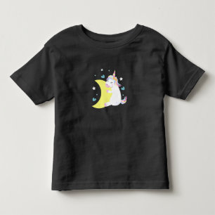 T-shirt Pour Les Tous Petits Joli Licorne sur la Lune – Bébé Fille Personnalisé
