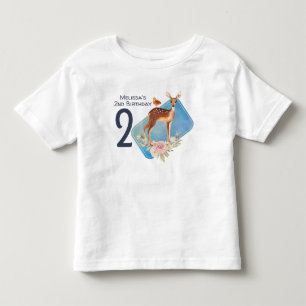 T-shirt Pour Les Tous Petits Jolie Aquarelle Brown Cerf Anniversaire rustique
