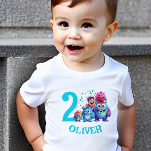 T-shirt Pour Les Tous Petits Jolie Monstres Anniversaire Nom Garçon Toddler T-s