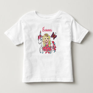 T-shirt Pour Les Tous Petits Jolie princesse et licorne personnalisée Chemise