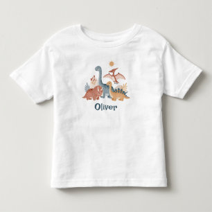 T-shirt Pour Les Tous Petits Jolis dinosaures aquarelle tons terre Boho