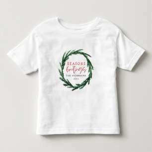 T-shirt Pour Les Tous Petits Joyeuses Fêtes aquarelle wreath vacances moderne