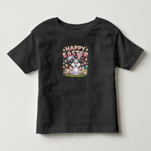 T-shirt Pour Les Tous Petits Joyeuses Pâques 2025 Œufs Lapin Mignon