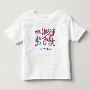 T-shirt Pour Les Tous Petits Joyeux 4 juillet Rouge Blanc et Bleu T