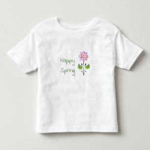 T-shirt Pour Les Tous Petits Joyeux printemps vert type avec Fleur rose