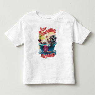 T-shirt Pour Les Tous Petits Juste Cooning Jouer Raccoon Splashing dans Bath,