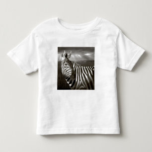 T-shirt Pour Les Tous Petits Kenya. Noir et blanc de zèbre et plaine.