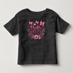 T-shirt Pour Les Tous Petits La Fille à Papa – Motif Cœur Papillon Rose