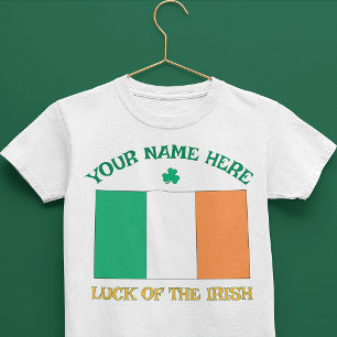 T-shirt Pour Les Tous Petits La Saint-Patrick Drapeau Irlande Nom Personnalisé