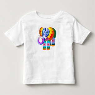 T-shirt Pour Les Tous Petits L'arc-en-ciel d'éléphant colore la pièce en t