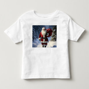T-shirt Pour Les Tous Petits Le chemin de Santa à travers les pins hivernaux