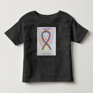 T-shirt Pour Les Tous Petits LGBTQIA Rainbow Awareness Ribbon Angel Chemise