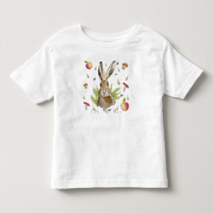 T-shirt Pour Les Tous Petits Lièvre mignonne avec un arrière - plan de pommes e