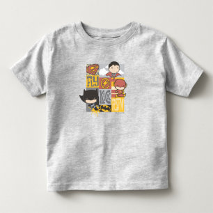 T-shirt Pour Les Tous Petits Ligue de justice de Chibi   Voler, Tirer, Exécuter