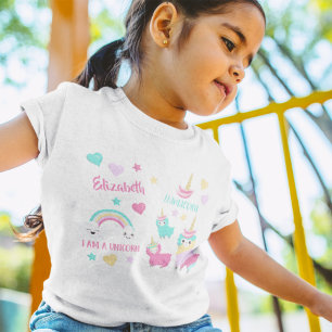 T-shirt Pour Les Tous Petits Little Girl Cute Llamacorn Pastel Pattern