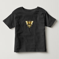 Logo Faux Gold Foil Bee Polygonal sur Noir