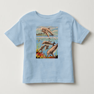 T-shirt Pour Les Tous Petits Main Painted by Number Dolphins