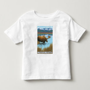 T-shirt Pour Les Tous Petits MassachusettsMoose buvant dans le lac