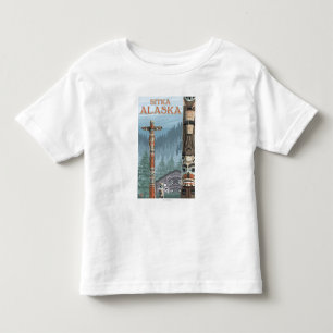 T-shirt Pour Les Tous Petits Mâts totémiques de l'Alaska - Sitka, Alaska