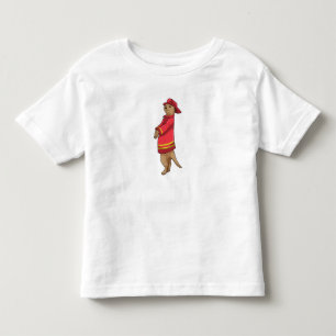 T-shirt Pour Les Tous Petits Meerkat en tant que pompier avec casque