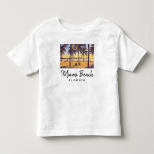 T-shirt Pour Les Tous Petits Miami Beach Floride Aquarelle Vintage Art