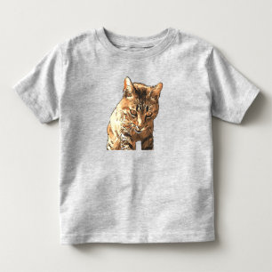 T-shirt Pour Les Tous Petits Mignon Chat Tigré Art à Contour Noir