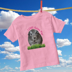 T-shirt Pour Les Tous Petits Mignonne J'AIME Les Cochons Guinée Rose Texte Pers