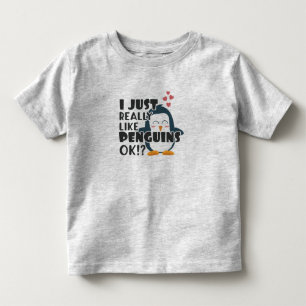 T-shirt Pour Les Tous Petits Mignons Penguins J'Aime Vraiment Les Pingouins D'A