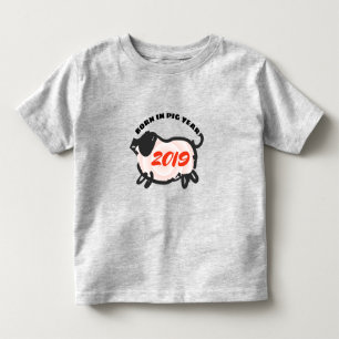 T-shirt Pour Les Tous Petits Né en Chinois Cochon coutume Année Chemise bébé